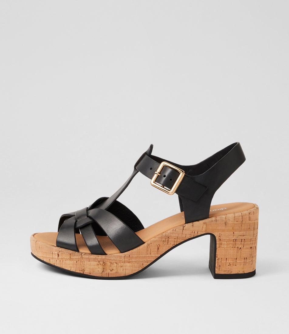 Billas Black Cork Leather Sandals