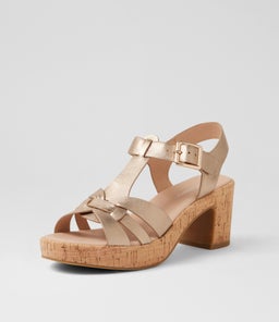 BILLAS DF CHAMPAGNE CORK HEEL LEATHER