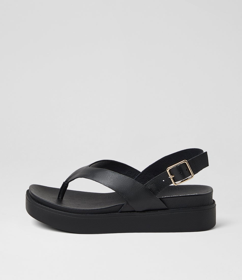 Bexta Black Leather Sandals