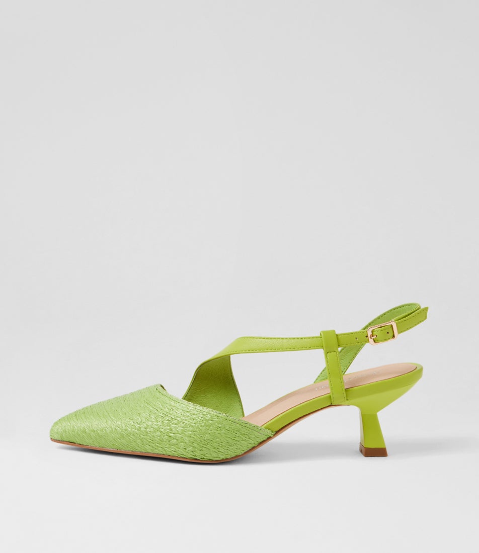 Cavay Lime Woven Leather Heels Cavay Lime Woven Leather Heels