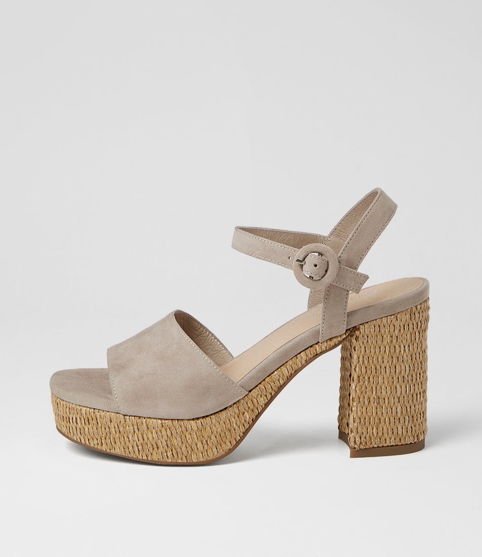 Lable Light Taupe Natural Suede Heeled Sandals Lable Light Taupe Natural Suede Heeled Sandals
