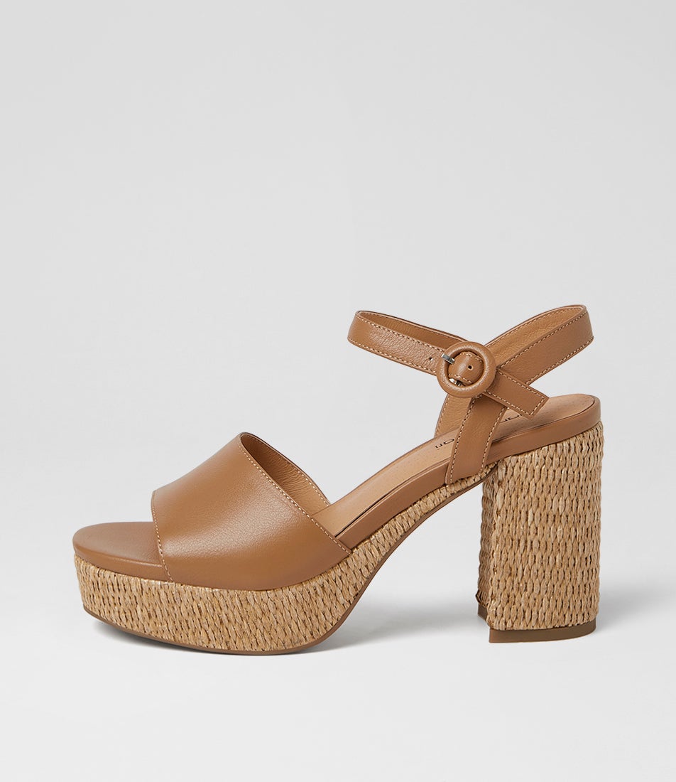 Lable Dark Tan Natural Leather Heeled Sandals Lable Dark Tan Natural Leather Heeled Sandals
