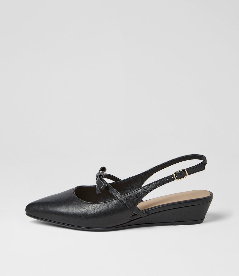 Pasmae Black Leather Heels