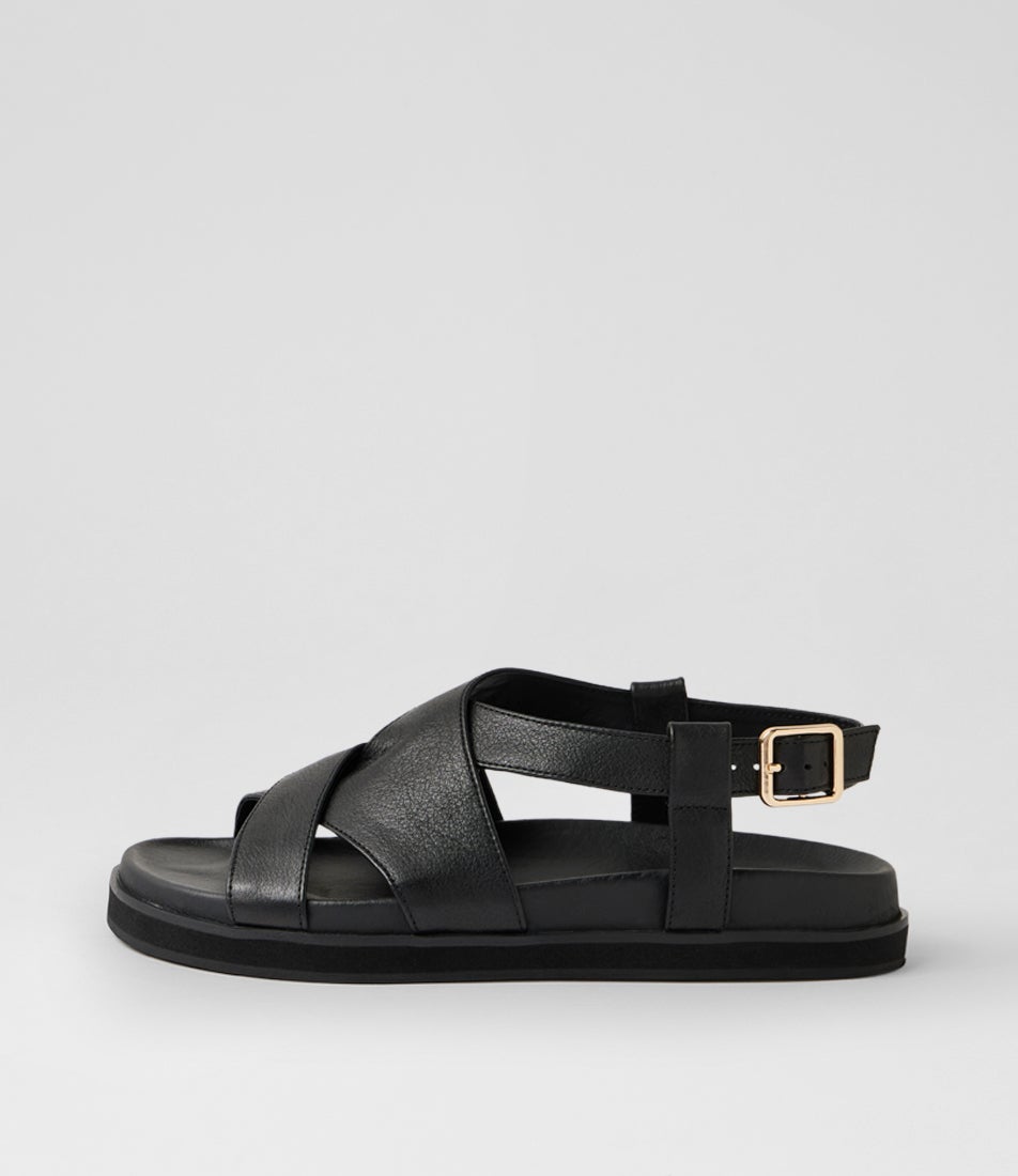 Vebbie Black Leather Sandals