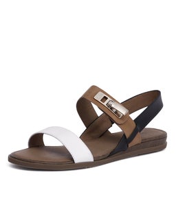 ELKE WHITE TAN BLACK LEATHER