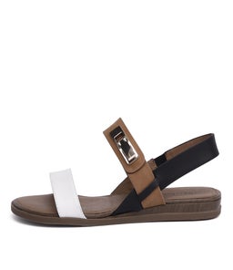 ELKE WHITE TAN BLACK LEATHER