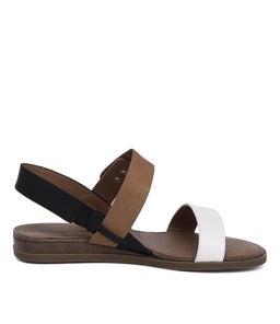 ELKE WHITE TAN BLACK LEATHER