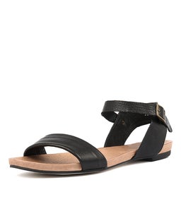 JINNIT BLACK TAN FOOTBED LEATHER