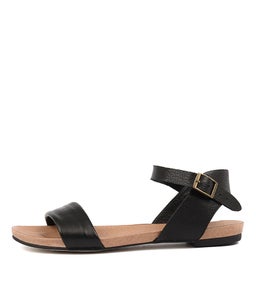 JINNIT BLACK TAN FOOTBED LEATHER