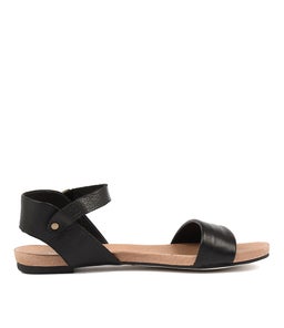 JINNIT BLACK TAN FOOTBED LEATHER