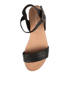 JINNIT BLACK TAN FOOTBED LEATHER