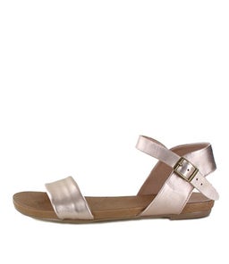 JINNIT ROSE GOLD TAN FOOTBED LEATHER