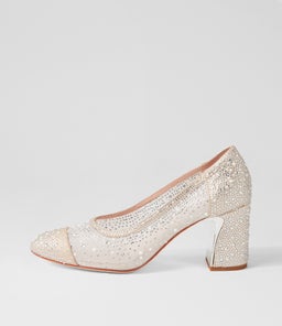 KENEDI DJ NUDE OFF WHITE SHIMMER LEATHER MESH