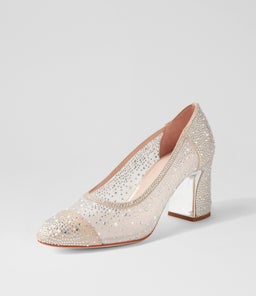 KENEDI DJ NUDE OFF WHITE SHIMMER LEATHER MESH