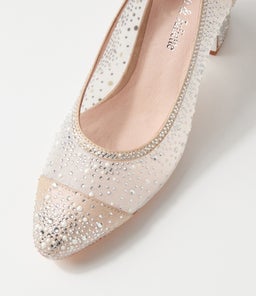 KENEDI DJ NUDE OFF WHITE SHIMMER LEATHER MESH