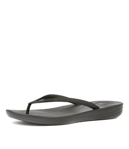IQUSHION ERGONOMIC FLIP FLOPS BLACK SMOOTH