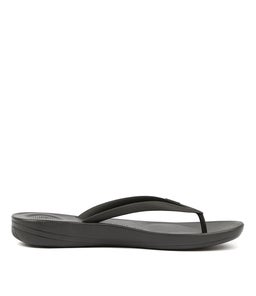IQUSHION ERGONOMIC FLIP FLOPS BLACK SMOOTH
