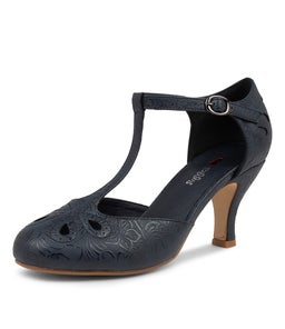 MARIE NAVY FILGREE EMBOSSED SMOOTH