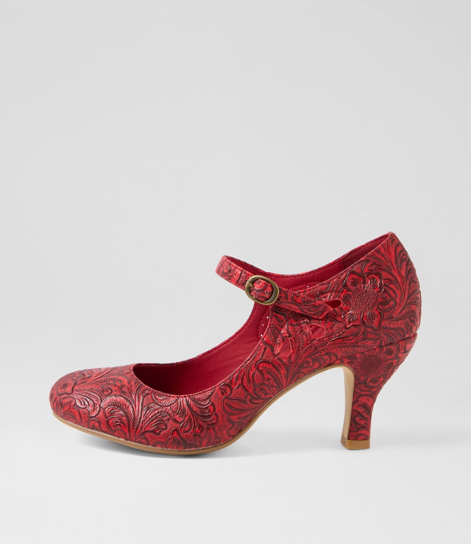 Mendy Red Baroque Mary Jane Heels Mendy Red Baroque Mary Jane Heels