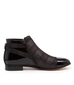 RITA IL BLACK GREY PRINT CHECK PATENT PU FABRIC