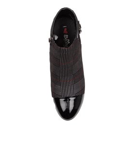 RITA IL BLACK GREY PRINT CHECK PATENT PU FABRIC