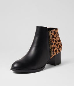 JUSTEAN IL BLACK TAN CHEETAH SMOOTH MICROSUEDE