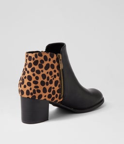 JUSTEAN IL BLACK TAN CHEETAH SMOOTH MICROSUEDE