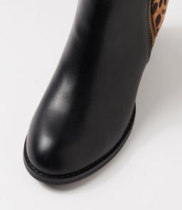 JUSTEAN IL BLACK TAN CHEETAH SMOOTH MICROSUEDE