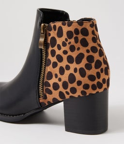 JUSTEAN IL BLACK TAN CHEETAH SMOOTH MICROSUEDE