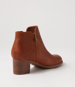 JUSTEAN IL DK TAN DK TAN FLOWER IMPRINT SMOOTH