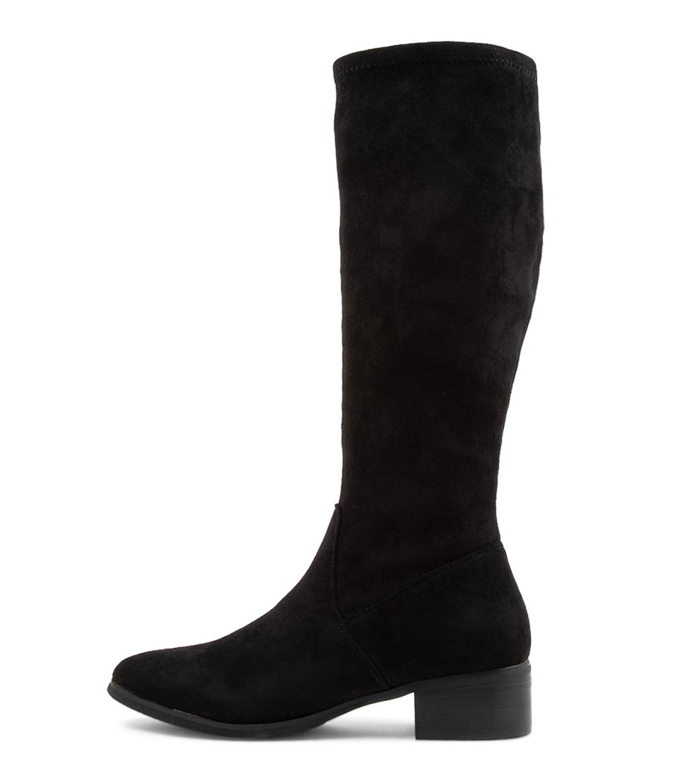 Tenner Black Stretch Microsuede Long Boots Tenner Black Stretch Microsuede Long Boots