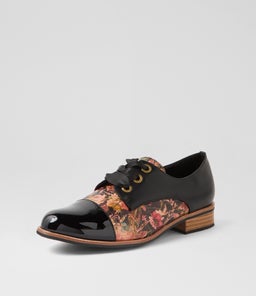 HANNIE IL BLACK CAFE FLORAL PATENT PU SMOOTH