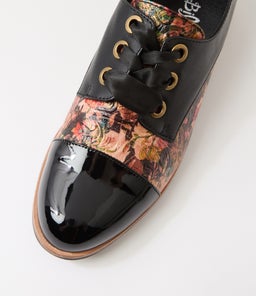 HANNIE IL BLACK CAFE FLORAL PATENT PU SMOOTH