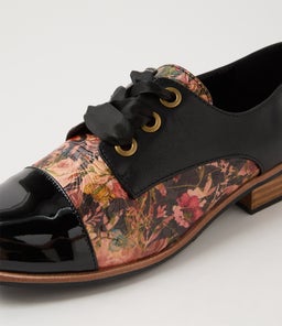 HANNIE IL BLACK CAFE FLORAL PATENT PU SMOOTH