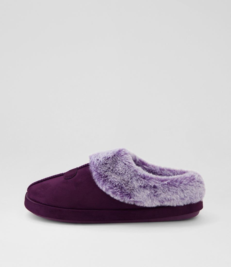 Snuggo Purple Microsuede Slippers