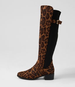 Tejai Leopard Fabric Knee High Boots Tejai Leopard Fabric Knee High Boots