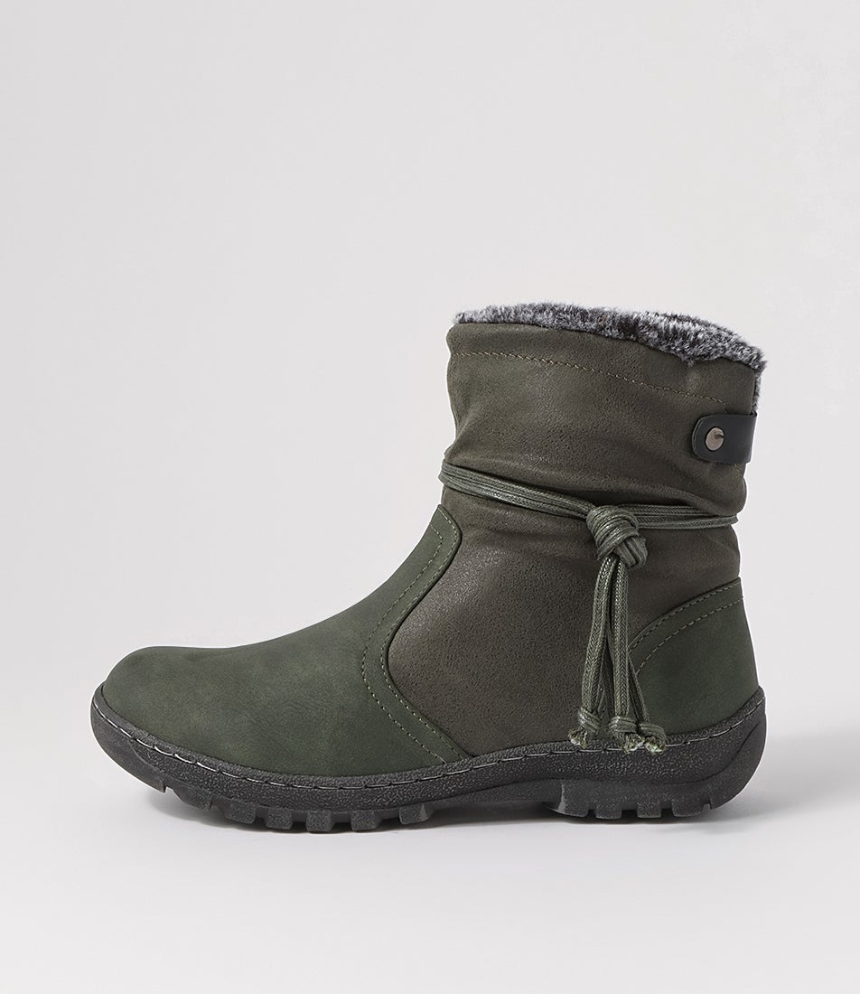 Duzzel Olive Multi Ankle Boots Duzzel Olive Multi Ankle Boots