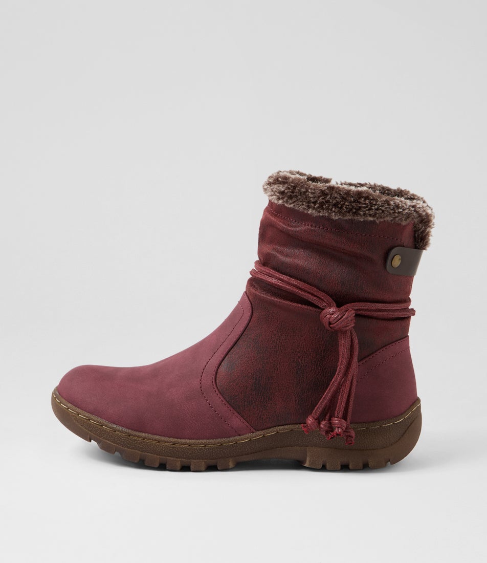 Duzzel Dark Red Multi Ankle Boots Duzzel Dark Red Multi Ankle Boots