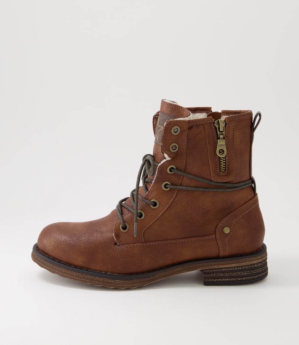 Miskeen Tan Lace Up Boots