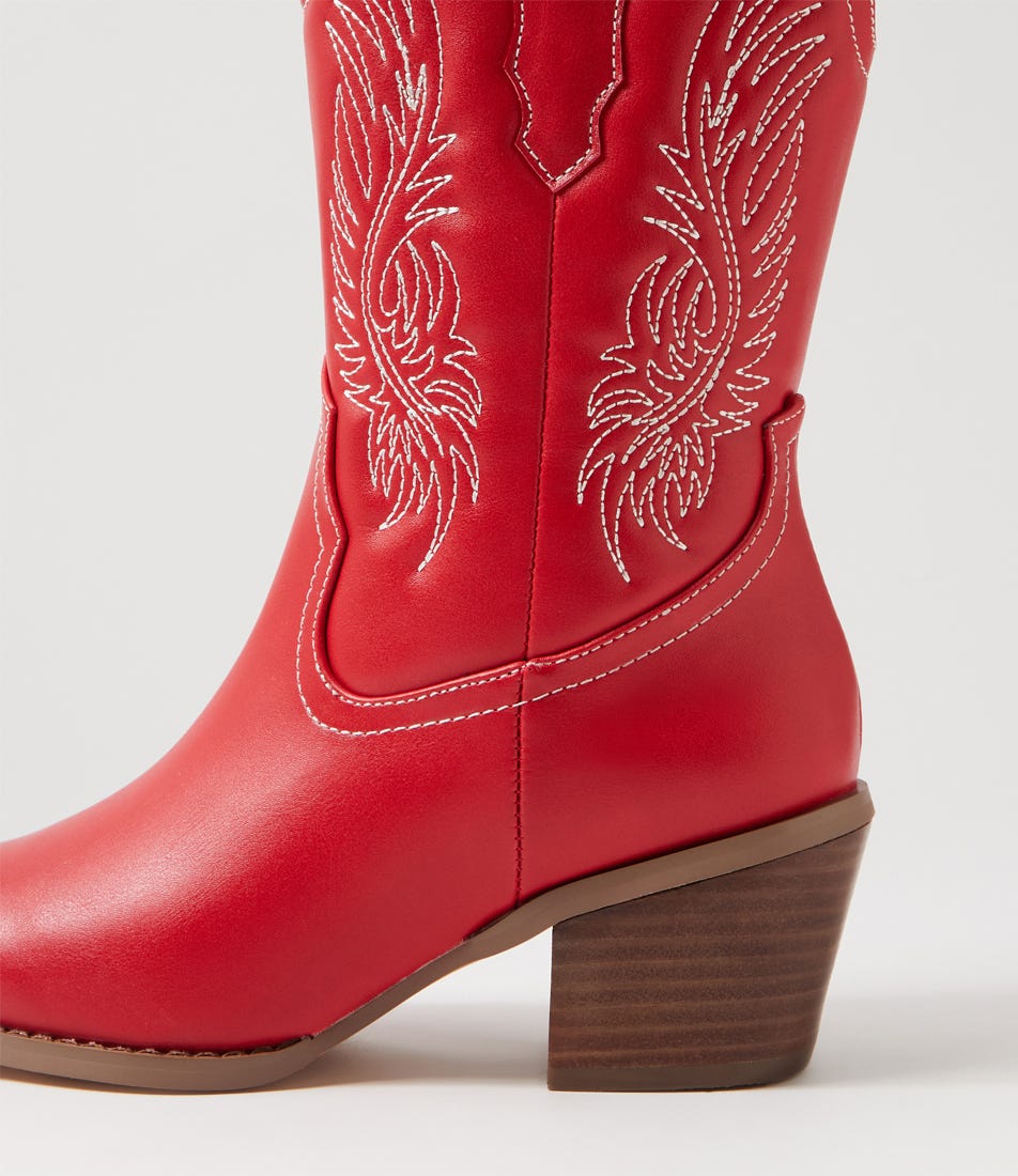 Red Calf Riding Boot Yeehaw Dark Red Calf Boots
