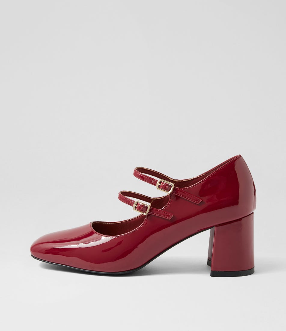 Eiko Dark Red Patent Pu Mary Jane Heels Eiko Dark Red Patent Pu Mary Jane Heels
