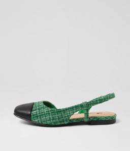 SHALO IL BLACK GREEN TWEED SMOOTH FABRIC