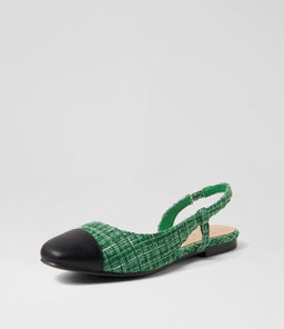 SHALO IL BLACK GREEN TWEED SMOOTH FABRIC