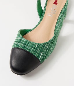 SHALO IL BLACK GREEN TWEED SMOOTH FABRIC