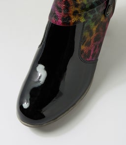 ZEPPIE IL BLACK RAINBOW LEOPARD PATENT PU FABRIC