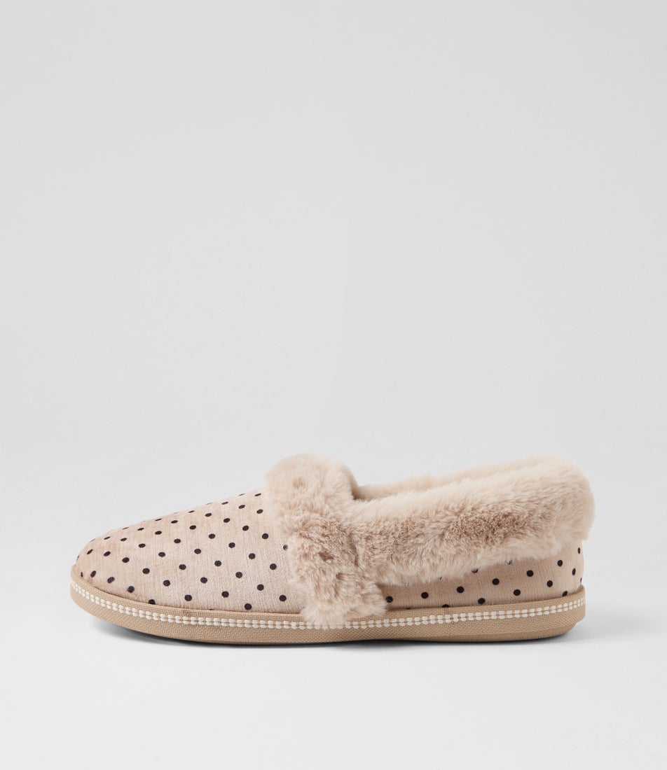 Slipon Beige Spot Velvet Slippers