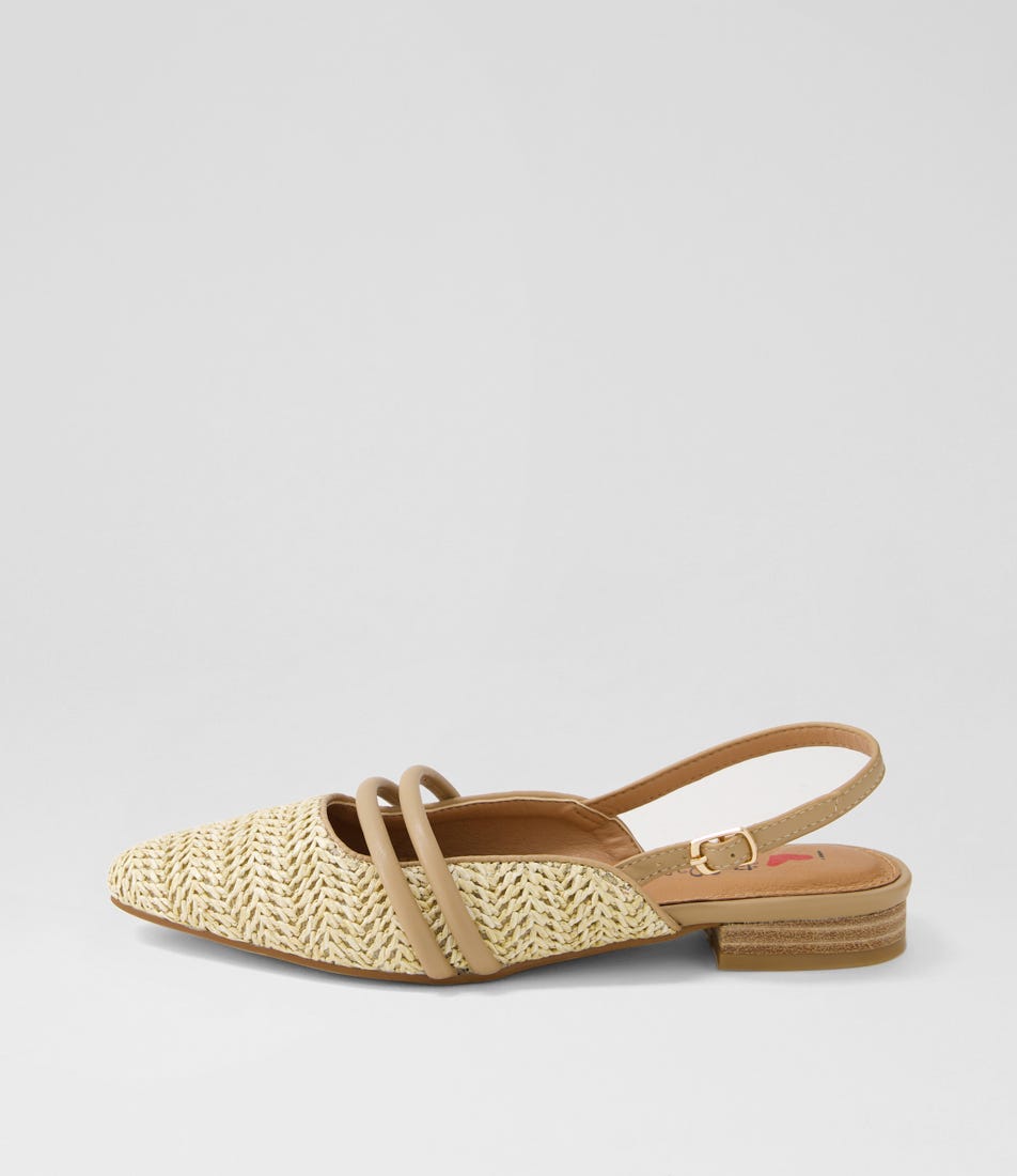 Antees Natural Synthetic Raffia Flat Shoes Antees Natural Synthetic Raffia Flat Shoes