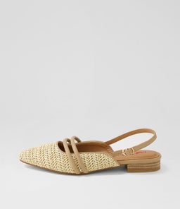 Antees Natural Synthetic Raffia Flat Shoes Antees Natural Synthetic Raffia Flat Shoes