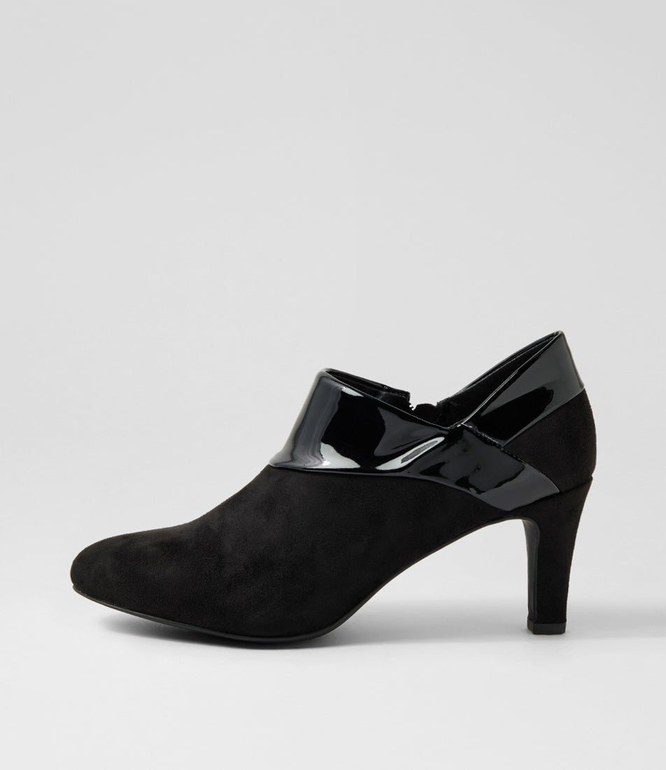 Ilonda W Black Microsuede Heels