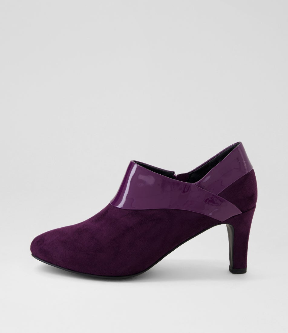 Ilonda W Eggplant Microsuede Patent Pu Heels Ilonda W Eggplant Microsuede Patent Pu Heels